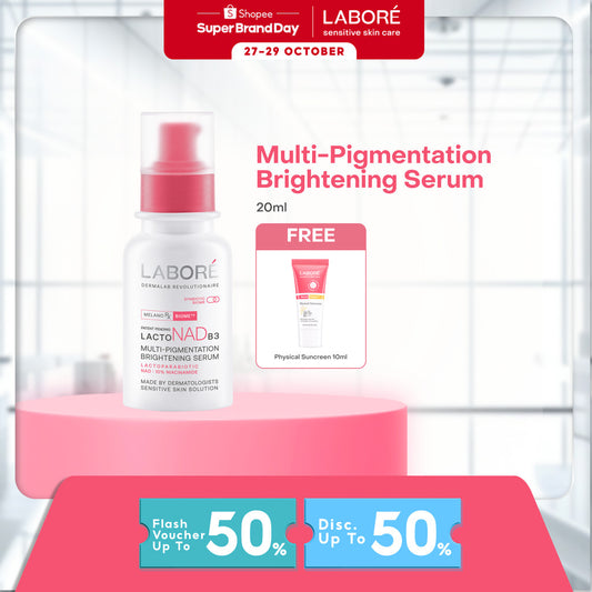 B1G1 - LABORE Brightening Set Duo - LABORE Multi-Pigmentation Brightening Serum 20 ml | LABORE Physical Sunscreen 10 ml - Serum Pencerah - Menghilangkan Bekas Jerawat dan Flek Hitam - Sunscreen - Tabir Surya - Mudah Menyerap