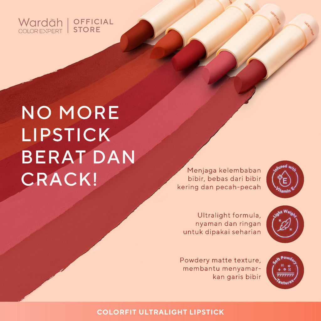 [LIPSTICK ALA KOREA] WARDAH Colorfit Ultralight Matte Lipstick - Korean Limited Edition Shade 09-13 - Lipstick Tahan Lama Hingga 8 Jam -Dilengkapi Vtamin E -Ringan dan Lembut di Bibir-Makeup-Lipstik Tahan Minyak 24 Jam-Lipstik Tasya-Lip Cream-Lip Matte