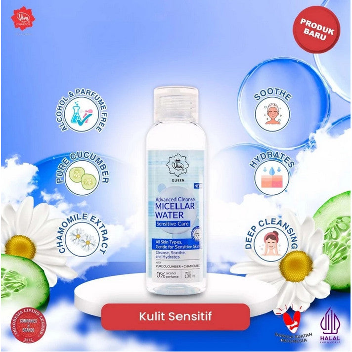 Viva Queen Micellar Water 100ml – Bright Glow / Acne Care / Sensitive Care / Rose Collagen – Gentle Makeup Remover