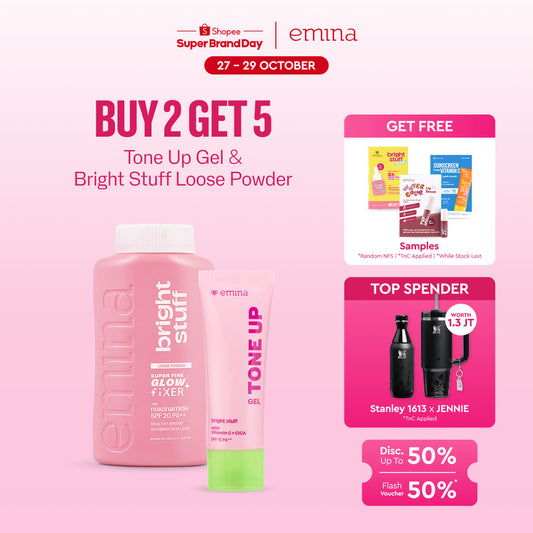 [BUY 2 GET 5] Make Up To Go Bundle - Paket Make Up Skincare Tone Up + Loose Powder, Cerah Instan, Melinduni dari Sinar UV, Mengandung SPF 15 PA+++, No-Whitecast, Tekstur Ringan, Cocok untuk Semua Jenis Kulit