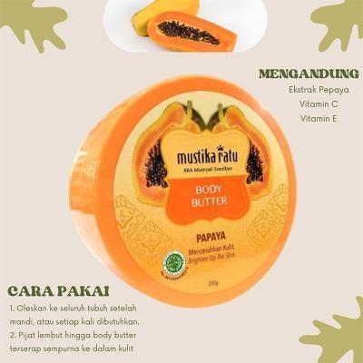 Mustika Ratu Papaya Body Butter – 200g | Deep Nourishing Moisturizer with Papaya Extract | Smooth, Hydrated, and Radiant
