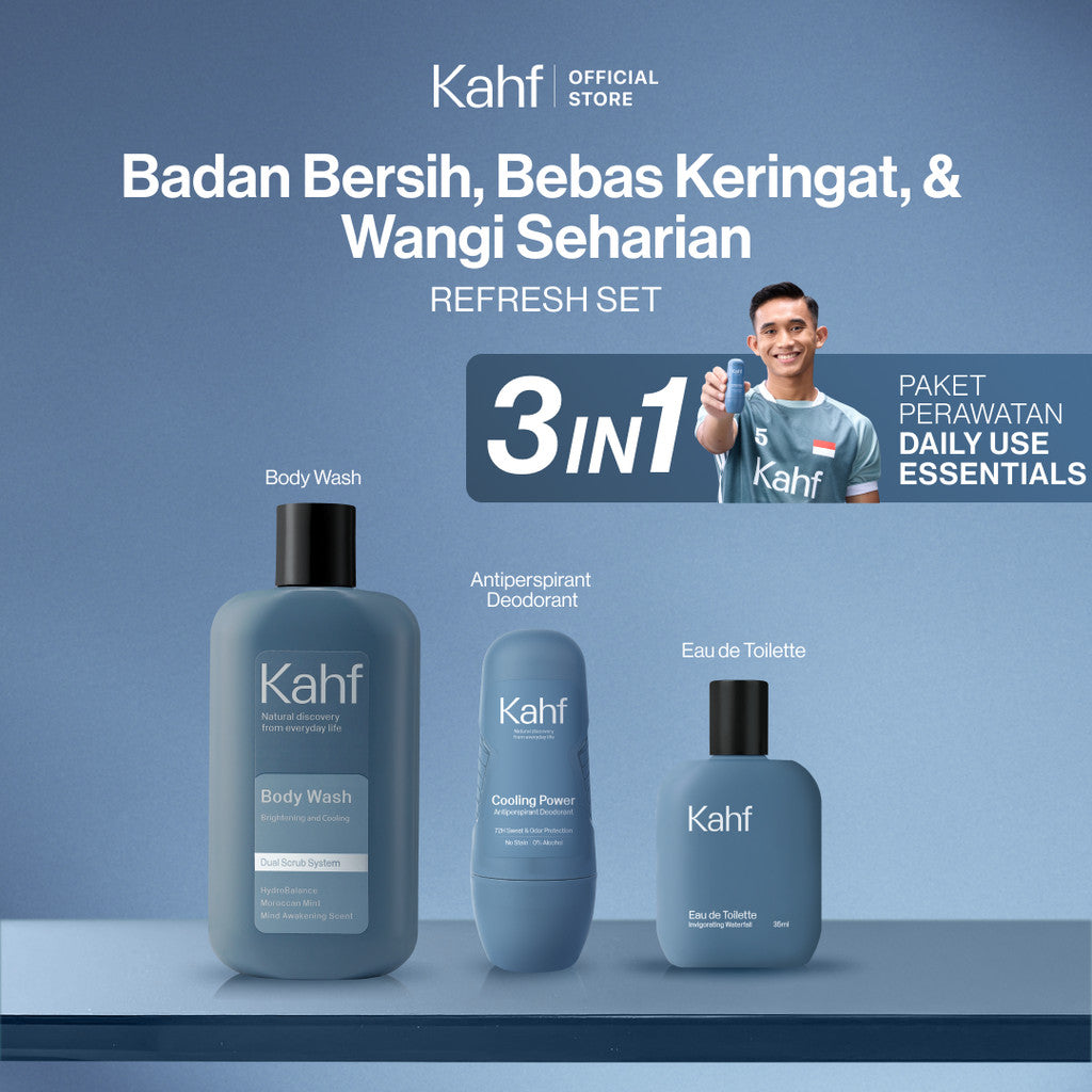 [KAHF BUNDLE 3IN1 PAKET PERAWATAN DAILY WANGI & FRESH SEHARIAN] Paket Personal Care (Body Wash + Deodorant + Eau de Toilette) - Suitable for Daily Use