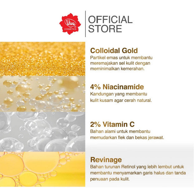 Viva Serum 20ml – Gold Whitening / Vitamin C Collagen – Brightening & Nourishing Face Serum (NEW)