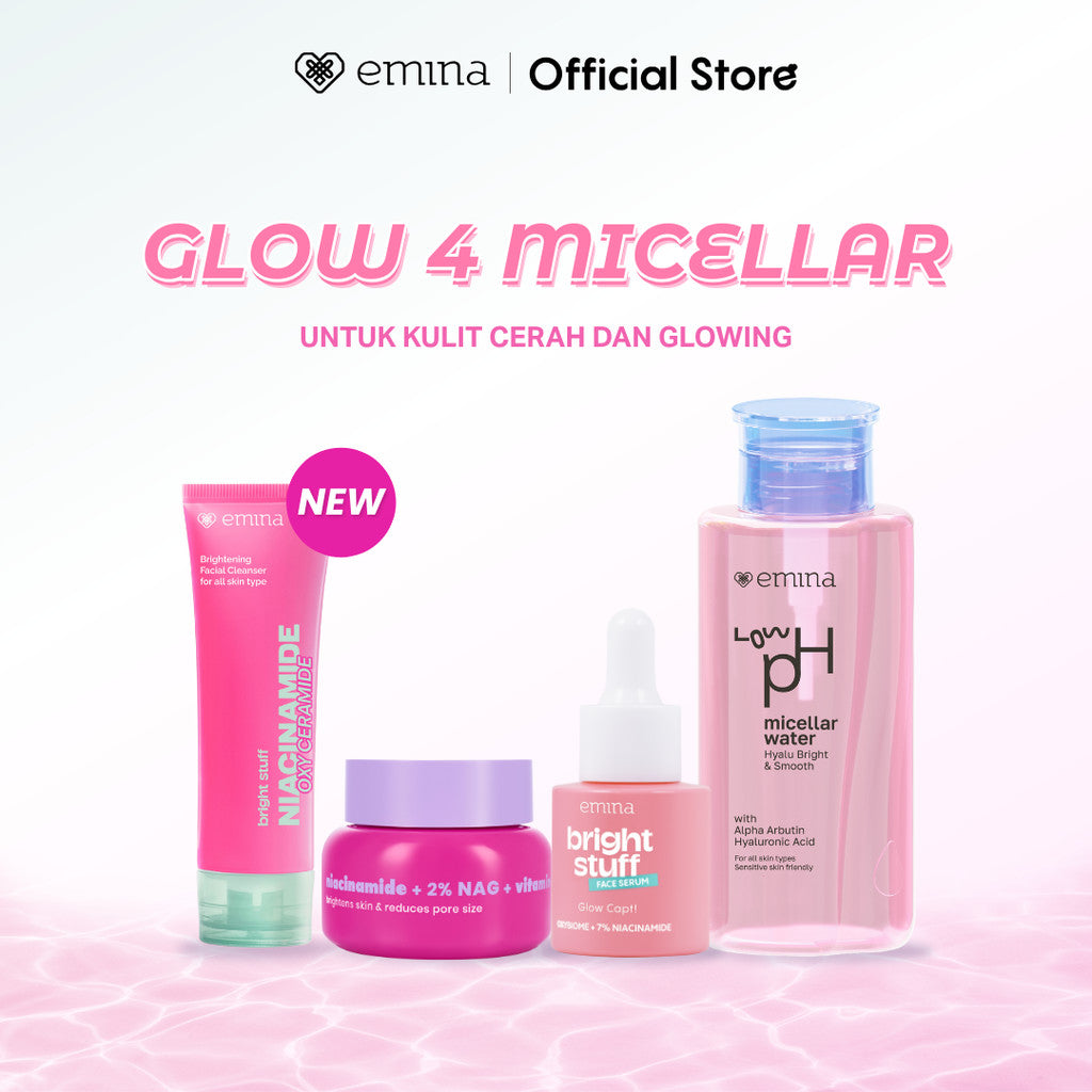 [SPECIAL 11.11] [BRIGHT GLOW SET] Emina Bundle All in 7in1 Face Wash + Exfo Toner + Toner + Serum + Moisturizer Gel + Brightening + Sunscreen Low pH Micellar Water Bright Smooth
