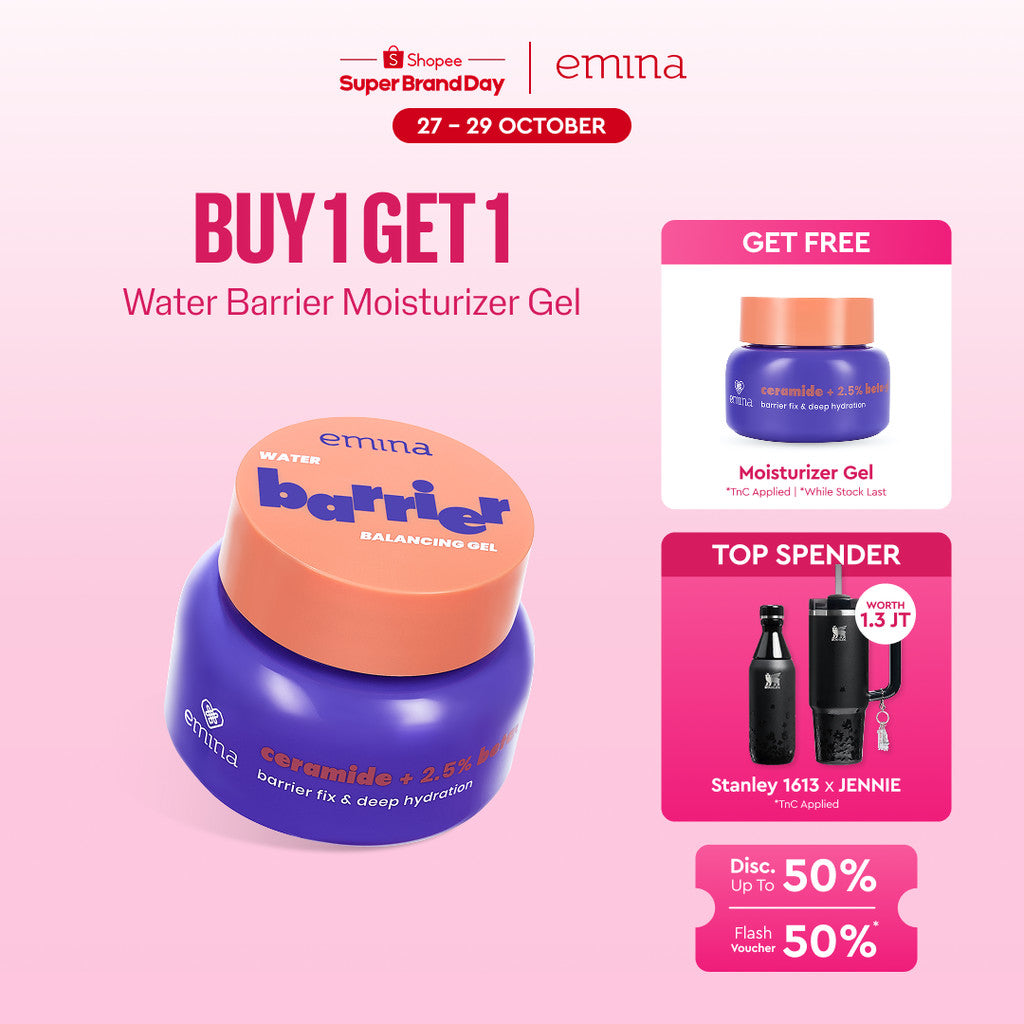 [BUY 1 GET 1] Emina Water Barrier Balancing Gel Moisturizer 30g | 48H Menjaga Kelembaban, Memperkuat Skin Barrier, Meningkatkan Elastisitas Kulit, untuk Kulit Kering Dehidrasi, Pelembab Seringan Air