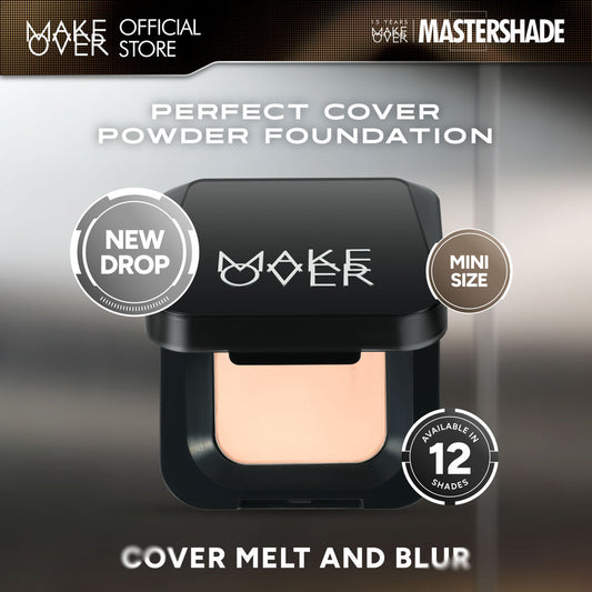 [SPECIAL 11.11] NEW! MAKE OVER Perfect Cover Powder Foundation Mini - TWC Two Way Cake Ukuran Mini Cover Melt and Blur Powder 16H Blurring Velvet Smooth Finish Bedak Padat Compact High Coverage Ringan Wajah Flawless Make Up Tahan Lama Non-Comedogenic