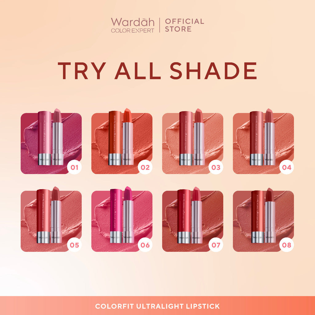 [LIPSTICK ALA KOREA] WARDAH Colorfit Ultralight Matte Lipstick - Korean Limited Edition Shade 09-13 - Lipstick Tahan Lama Hingga 8 Jam -Dilengkapi Vtamin E -Ringan dan Lembut di Bibir-Makeup-Lipstik Tahan Minyak 24 Jam-Lipstik Tasya-Lip Cream-Lip Matte