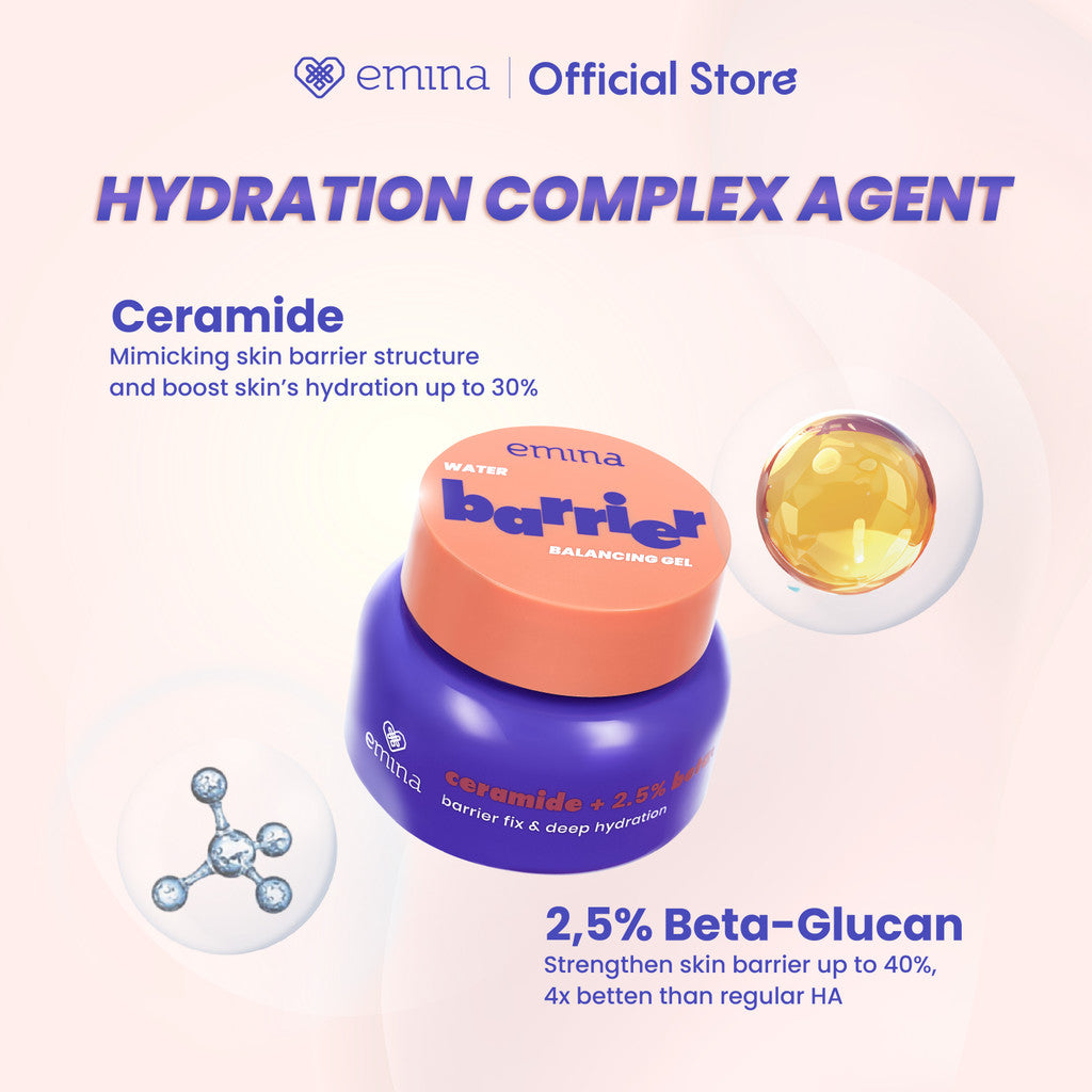 [BUY 1 GET 1] Emina Water Barrier Balancing Gel Moisturizer 30g | 48H Menjaga Kelembaban, Memperkuat Skin Barrier, Meningkatkan Elastisitas Kulit, untuk Kulit Kering Dehidrasi, Pelembab Seringan Air
