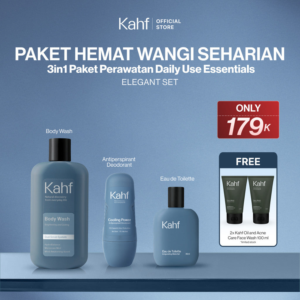 [KAHF BUNDLE 3IN1 PAKET PERAWATAN DAILY WANGI & FRESH SEHARIAN] Paket Personal Care (Body Wash + Deodorant + Eau de Toilette) - Suitable for Daily Use