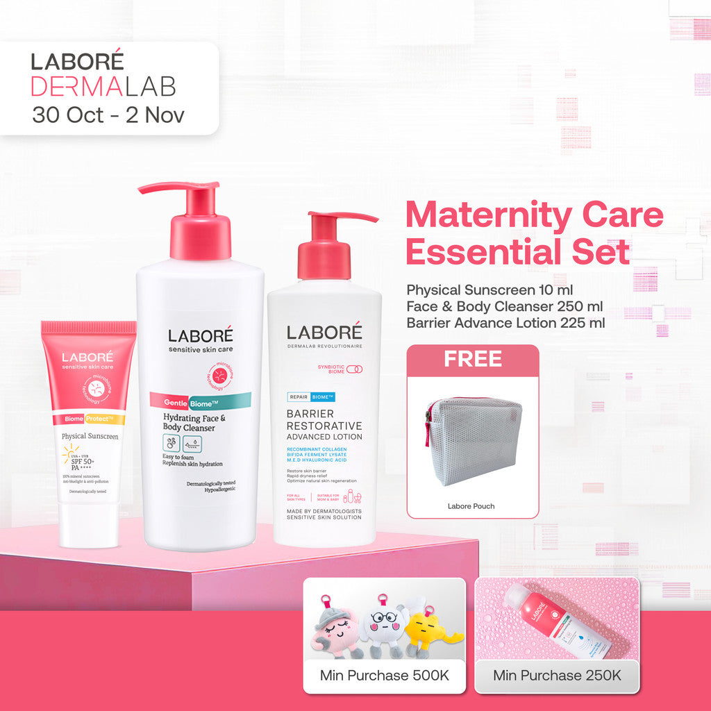 [DERMALAB REVOLUTIONAIRE] Maternity Care Essential Set - Physical Sunscreen SPF 50+ PA++++ 10 ml | Face & Body Cleanser 250 ml | Barrier Advance Lotion 225 ml - Sunscreen -  Sabun Badan & Wajah - Body Lotion - - Melembapkan - Lembut - Paket Skincare