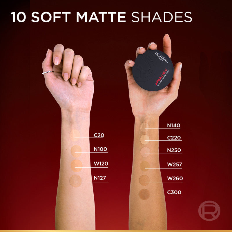 [BARU!] L'Oreal Paris Infaillible Cushion Foundation 24H - flawless coverage,  Cushion dengan hasil yang nyaman tersedia dalam 10 shades cocok untuk kulit indonesia.