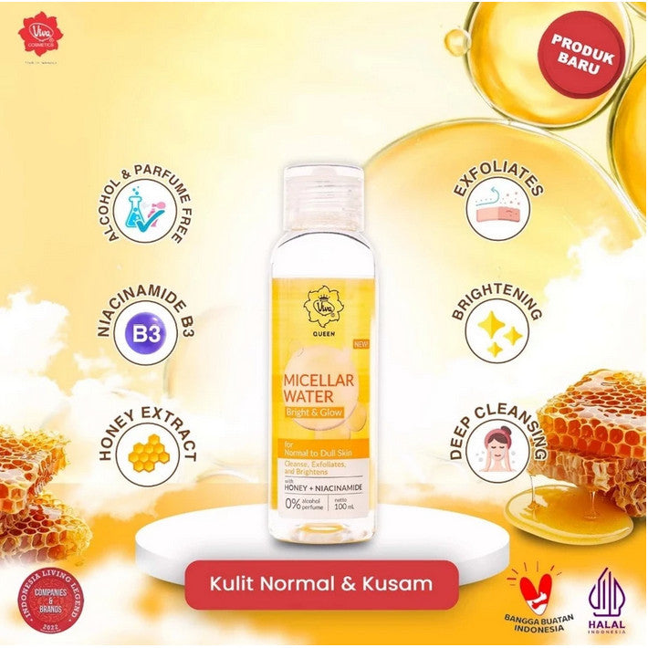 Viva Queen Micellar Water 100ml – Bright Glow / Acne Care / Sensitive Care / Rose Collagen – Gentle Makeup Remover