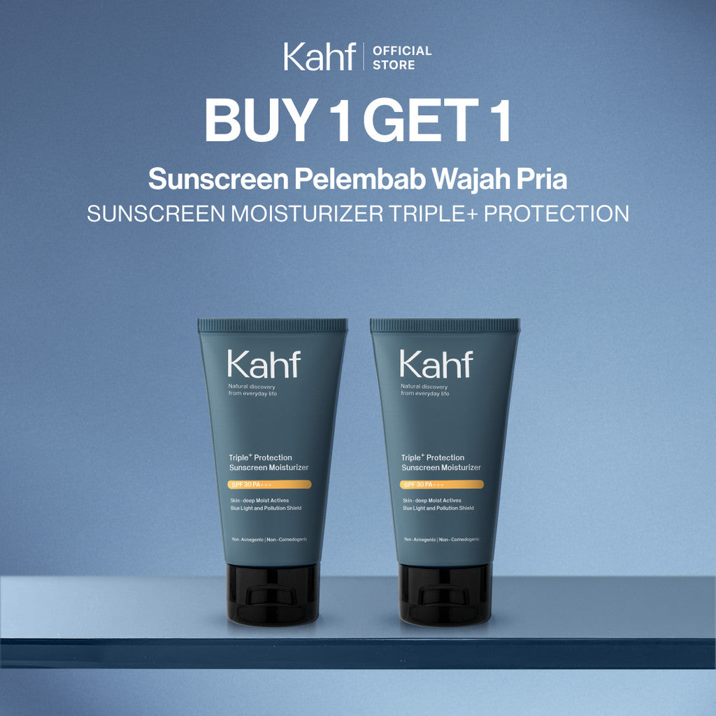 Kahf Sunscreen Moisturizer Triple+ Protection SPF 30 PA+++ 30 ml GET Kahf Sunscreen Moisturizer Triple+ Protection SPF 30 PA+++ 30 ml-Sunscreen Pelembab Wajah Pria-Non Oily, Anti Bluelight & Pollution-Daily Use