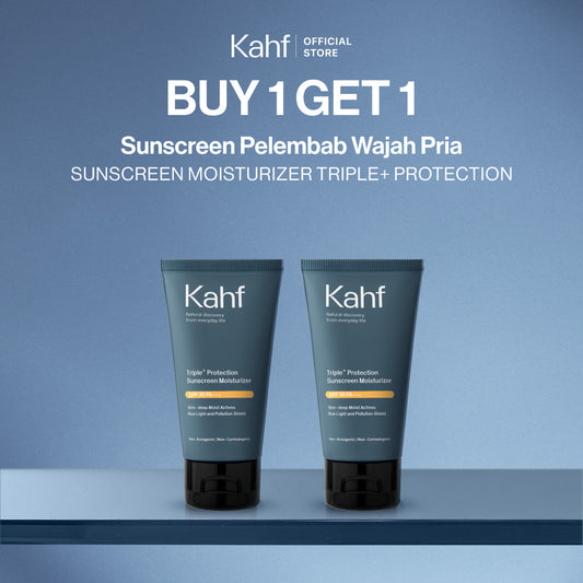 Kahf Sunscreen Moisturizer Triple+ Protection SPF 30 PA+++ 30 ml GET Kahf Sunscreen Moisturizer Triple+ Protection SPF 30 PA+++ 30 ml-Sunscreen Pelembab Wajah Pria-Non Oily, Anti Bluelight & Pollution-Daily Use