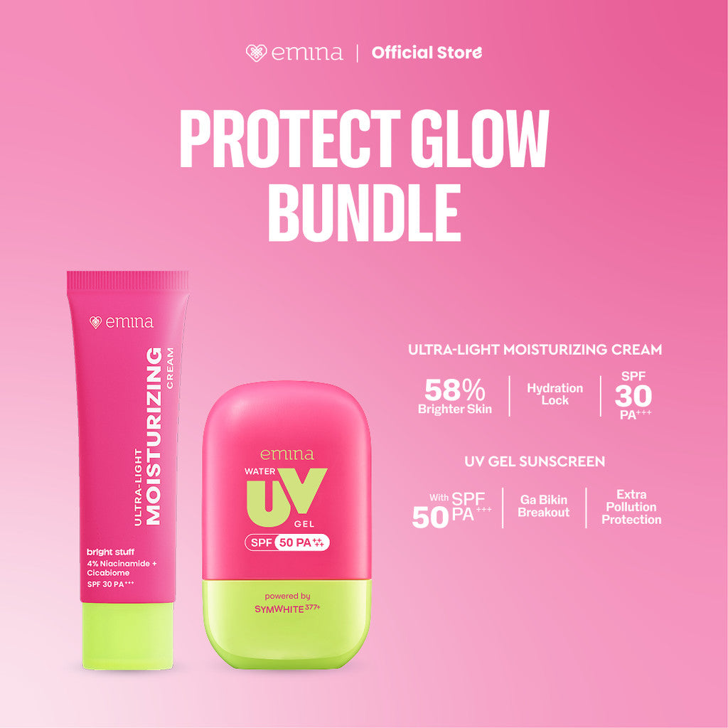 NEW! Emina Bright Stuff Ultra-Light Moisturizing Cream 20 ml - Pelembab Wajah Mencerahkan, Mengandung SPF 30 PA+++, Melindungi dari Sinar UV, Melembapkan, Cepat Meresap, Cerah Instan, Menyamarkan Noda Hitam, Cocok untuk Semua Jenis Kulit