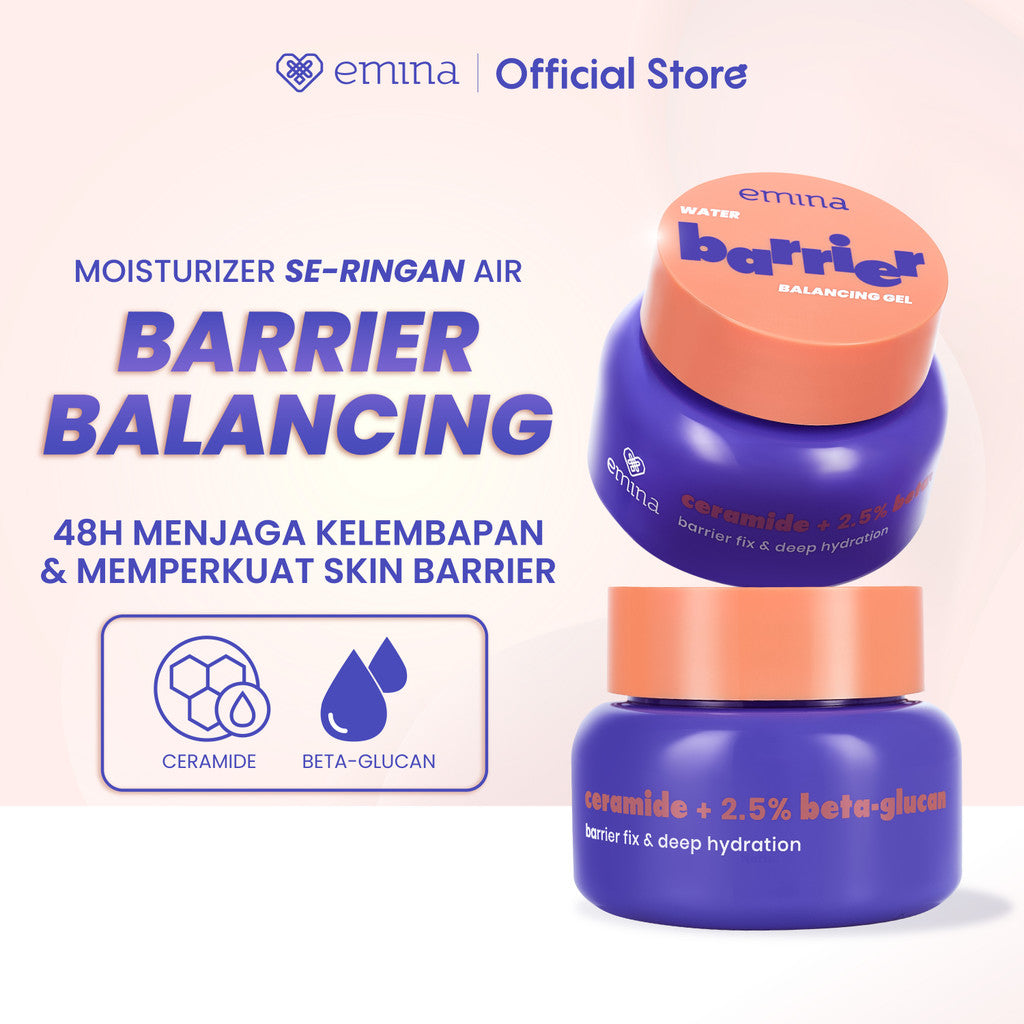 [BUY 1 GET 1] Emina Water Barrier Balancing Gel Moisturizer 30g | 48H Menjaga Kelembaban, Memperkuat Skin Barrier, Meningkatkan Elastisitas Kulit, untuk Kulit Kering Dehidrasi, Pelembab Seringan Air