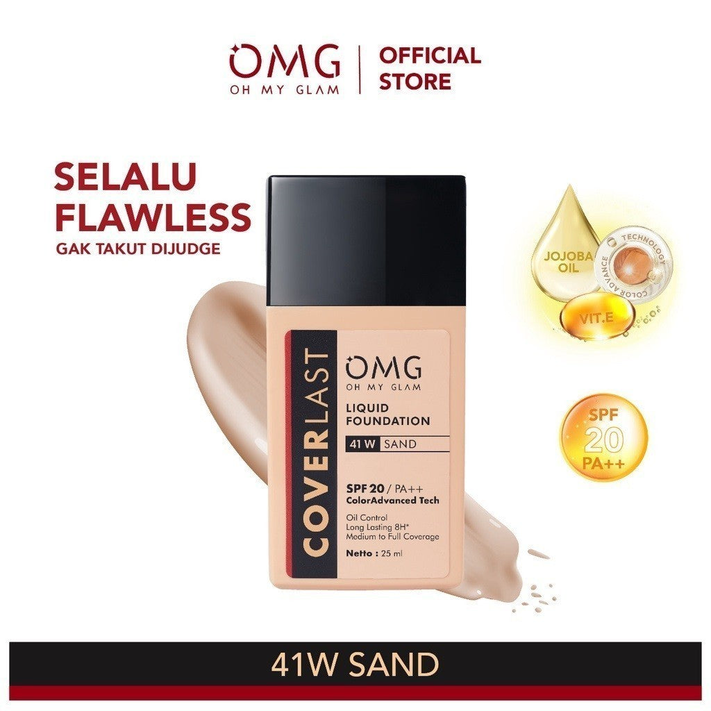 OMG Coverlast Liquid Foundation Oh My Glam Alas Bedak Cair 25ml Tahan Lama
