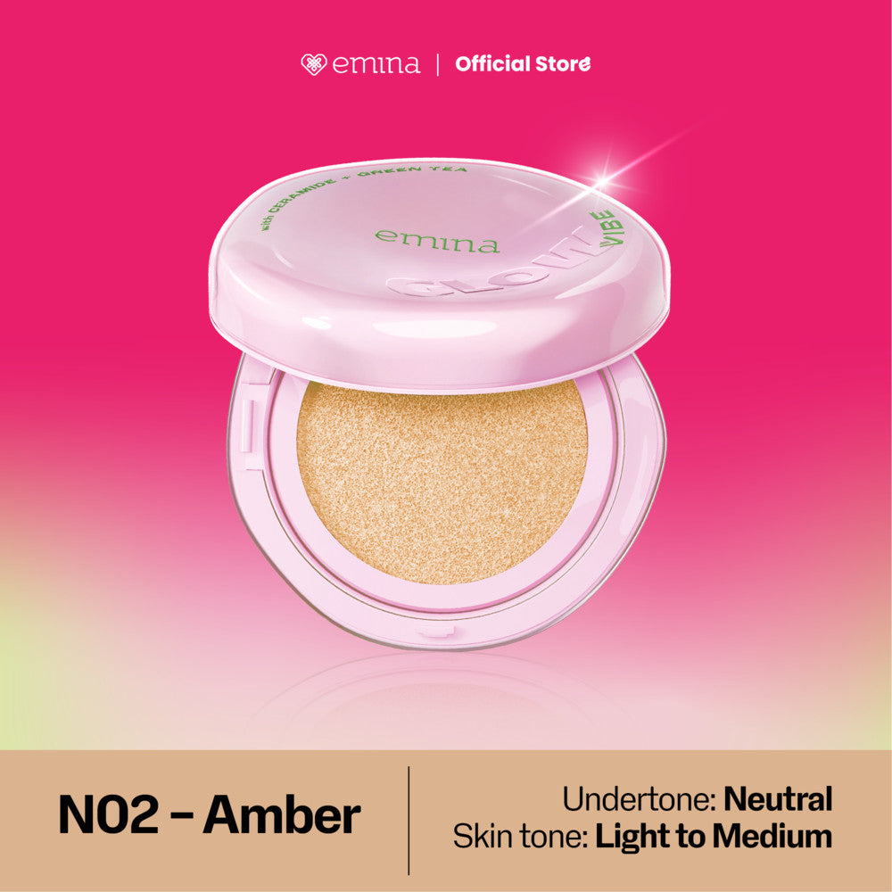 [BUY 1 GET 1] Emina Glow 3in1 Skincare Cushion SPF 50 PA++++ 13 G FREE Loose Powder | Flawless Lightweight Make Up Foundation Glowing Skin Transferproof Full High Coverage Bedak Waterproof Sweatproof Dewy Moisturizer Non-Comedogenic