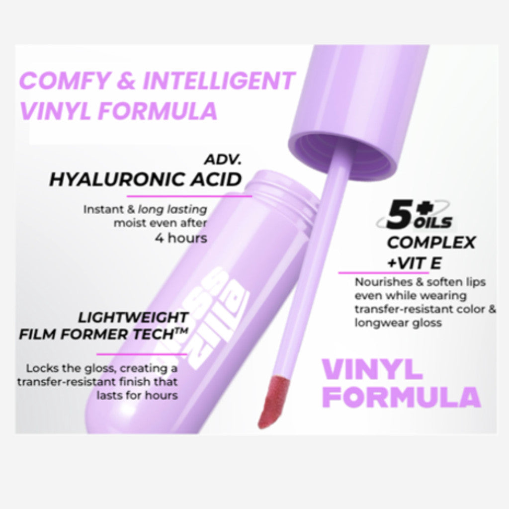 NEW! Emina Glosszilla Lightweight Lip Jelly Vinyl 3 g - Transferproof Gloss, Longlasting Stain, Intense Color, Plumpy, Transferproof, Tahan Lama, Cocok untuk Bibir Sensitif, Ringan, Tidak Lengket, Mengandung Vit E, Oil Complex, dan Hyaluronic Acid