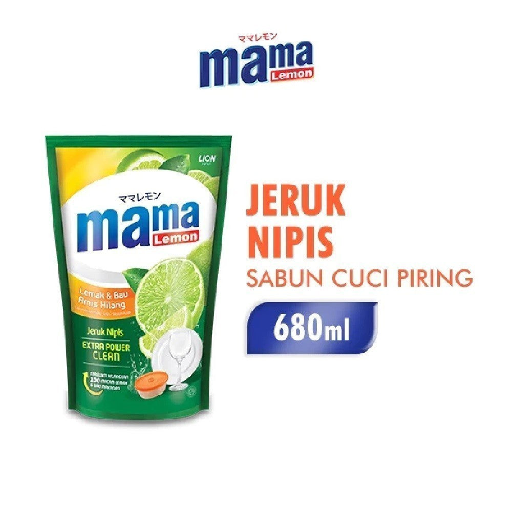 Mama Lemon Lime Sabun Cair Cuci Piring Buah dan Sayur Pouch Besar 430ML / 680ML