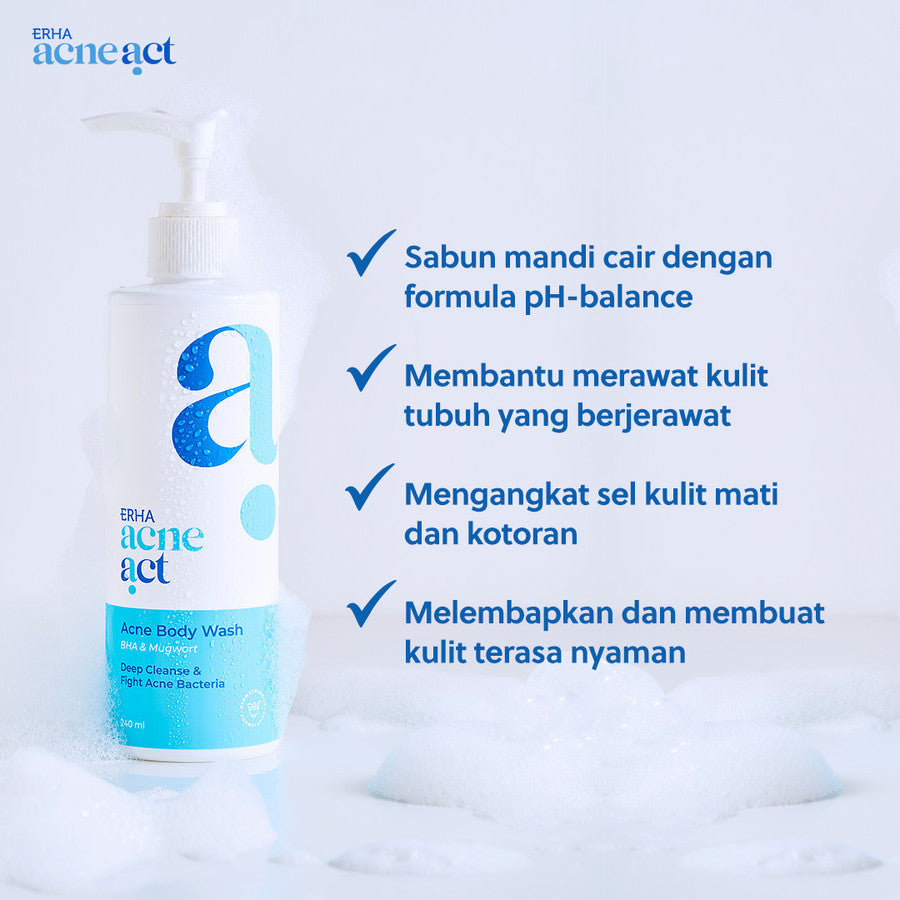 ERHA Acneact Body Wash BHA & Mugworth 240 ml - Sabun Badan Jerawat Punggung | BHA | Sulfur
