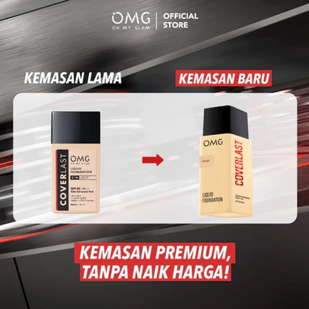 OMG Coverlast Liquid Foundation Oh My Glam Alas Bedak Cair 25ml Tahan Lama