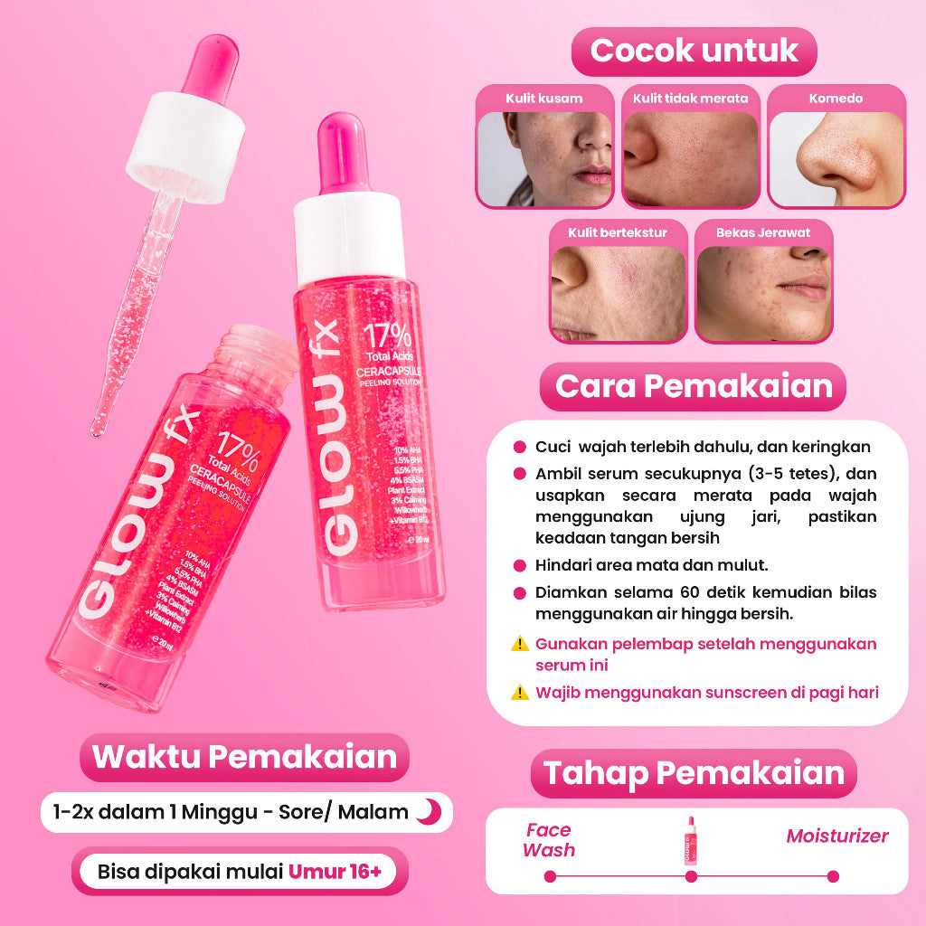 GLOW FX Twin Pack CeraCapsule Peeling Solution 17% Total Acids Brightening Serum Exfoliasi Wajah