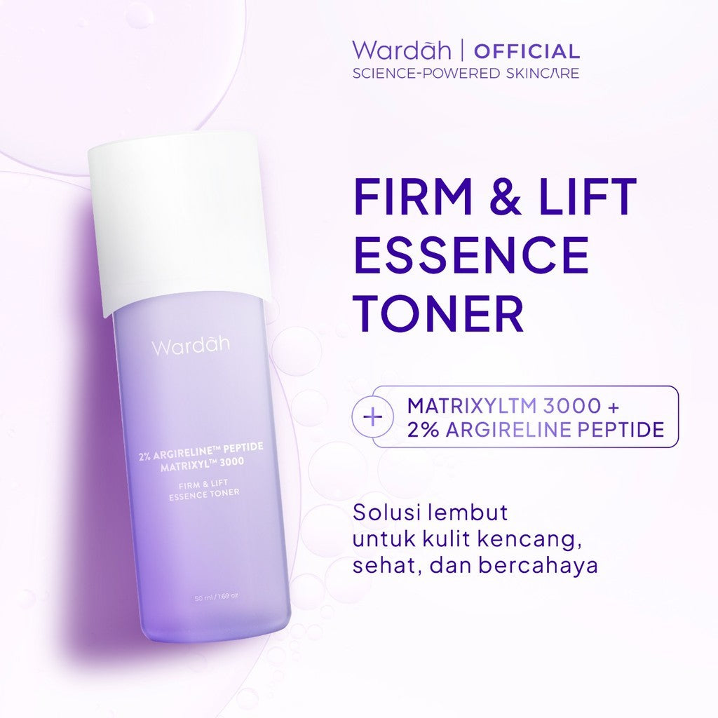 NEW! Wardah 2% Argireline Peptide MatrixylTM 3000 Firm & Lift Essence Toner 100 ml - Mencegah Penuaan Dini, Mengencangkan Kulit, Mengurangi Smile Line, dan Meningkatkan Elastisitas Kulit - Untuk Semua Jenis Kulit - Skincare