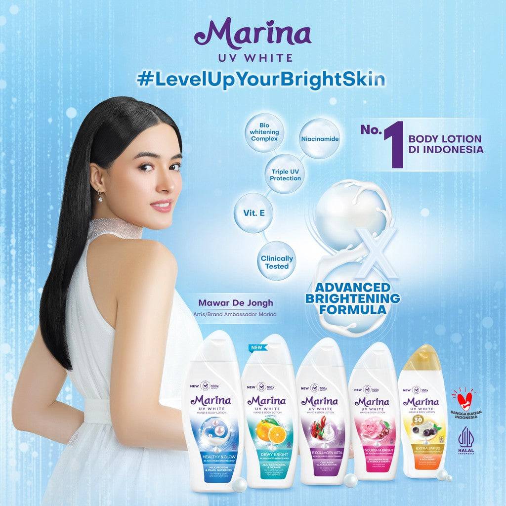 Marina Hand Body Lotion UV White - Healthy & Glow [185ml / 3pcs] - Exp : 05.2028