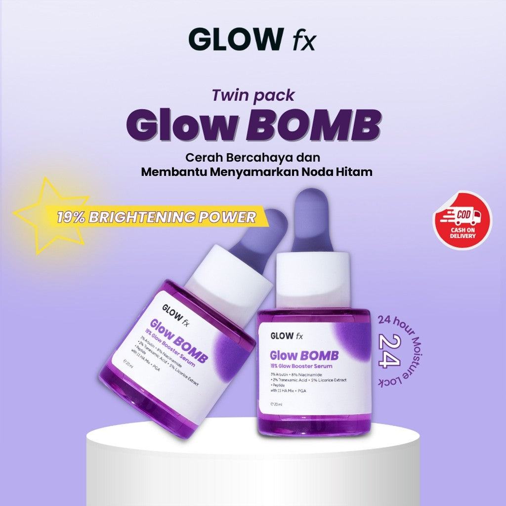 GLOW FX Twin Pack Glow Bomb Serum 20ml 19% Brightening Power - Serum Glowing Flek dan Bekas Jerawat