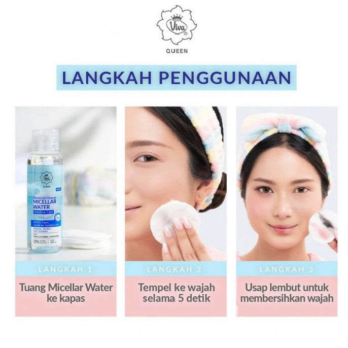 Viva Queen Micellar Water 100ml – Bright Glow / Acne Care / Sensitive Care / Rose Collagen – Gentle Makeup Remover