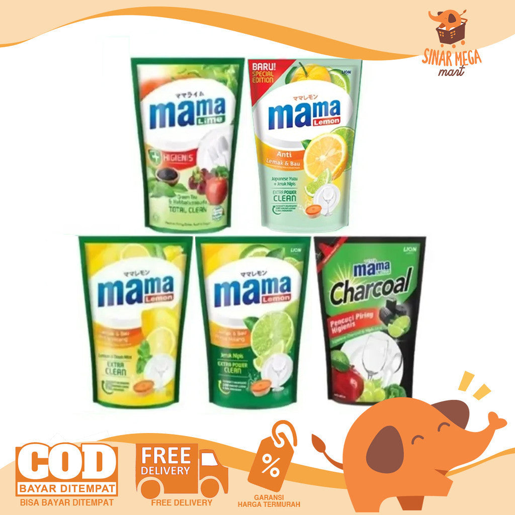 Mama Lemon Lime Sabun Cair Cuci Piring Buah dan Sayur Pouch Besar 430ML / 680ML