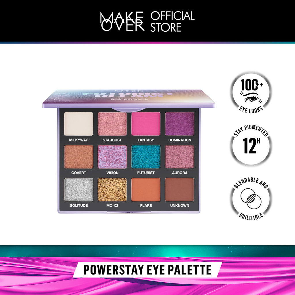 MAKE OVER Seserahan Bundle: Hydrastay Prismatic Glass Cushion + Silky Smooth Translucent Powder + Glazed Lock Lip Pigment FREE Eye Shadow Palette