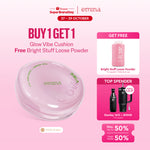 [BUY 1 GET 1] Emina Glow 3in1 Skincare Cushion SPF 50 PA++++ 13 G FREE Loose Powder | Flawless Lightweight Make Up Foundation Glowing Skin Transferproof Full High Coverage Bedak Waterproof Sweatproof Dewy Moisturizer Non-Comedogenic