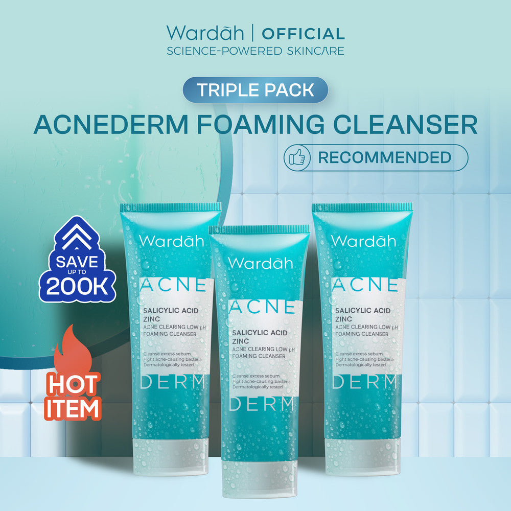 [TRIPLE PACK: LEBIH HEMAT] Wardah Face Wash All Series - Perfect Bright Oil Control, Perfect Bright Cooling Jelly, Perfect Bright Smooth Glow, Lightening Light+, Acnederm - Sabun Cuci Muka Face Wash Untuk Mencerahkan,Menghilangkan Minyak dan Bekas Jerawat