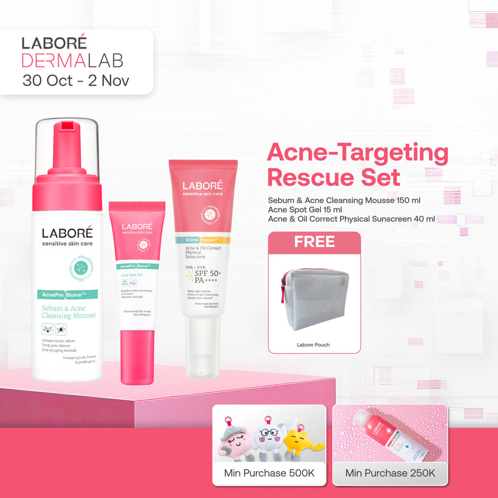 [DERMALAB REVOLUTIONAIRE] Acne-Targeting Rescue Set -  Sebum & Acne Cleansing Mousse 150 ml | Acne Spot Gel 15 ml | Acne & Oil Correct Physical Sunscreen 40 ml - Acne Cleanser - Gel Totol Jerawat - Sunscreen untuk Kulit Berjerawat - Mengatasi Jerawat