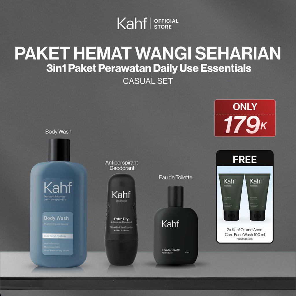 [KAHF BUNDLE 3IN1 PAKET PERAWATAN DAILY WANGI & FRESH SEHARIAN] Paket Personal Care (Body Wash + Deodorant + Eau de Toilette) - Suitable for Daily Use
