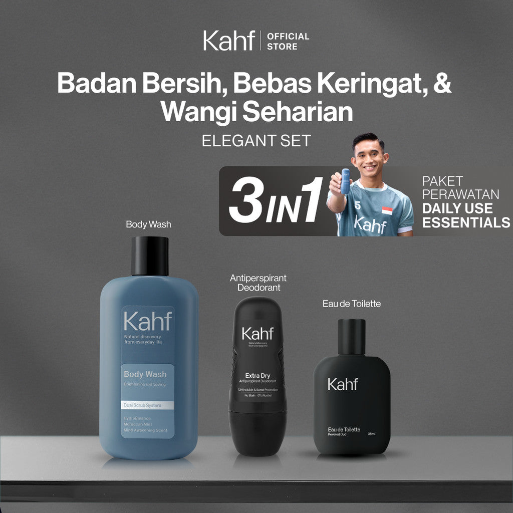 [KAHF BUNDLE 3IN1 PAKET PERAWATAN DAILY WANGI & FRESH SEHARIAN] Paket Personal Care (Body Wash + Deodorant + Eau de Toilette) - Suitable for Daily Use