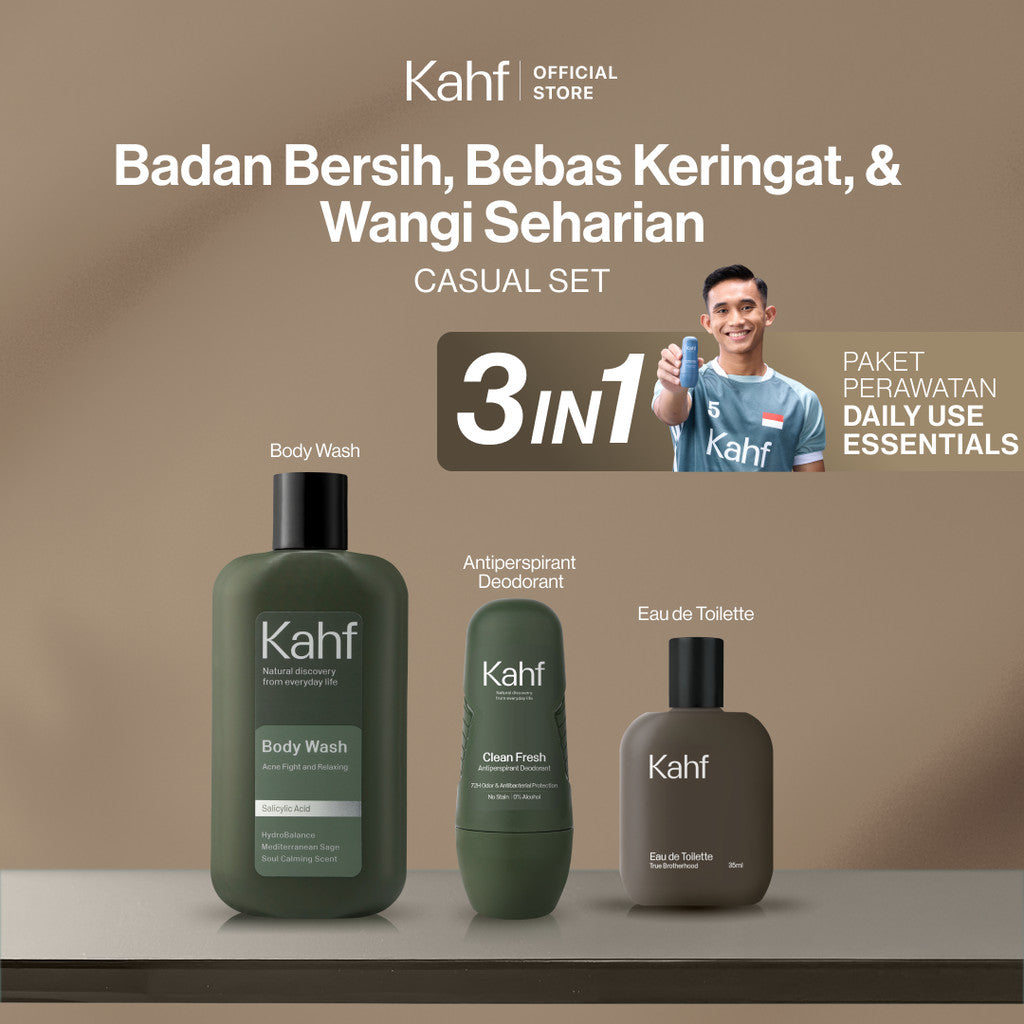 [KAHF BUNDLE 3IN1 PAKET PERAWATAN DAILY WANGI & FRESH SEHARIAN] Paket Personal Care (Body Wash + Deodorant + Eau de Toilette) - Suitable for Daily Use
