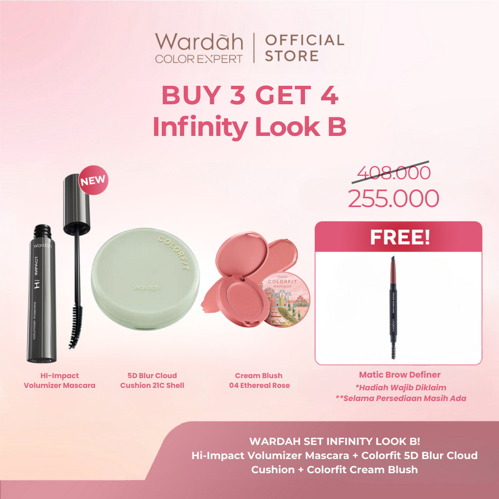 WARDAH Colorfit 5D Blur Cloud Cushion Matte Finish Tahan Lama Hingga 18 Jam - SPF 50 PA+, Nano-Hyaluron, dan CICA Menyamarkan Pori & Tekstur Wajah Menyatu Dengan Kulit Non Comedogenic - Tahan Lama dengan Bedak - Makeup