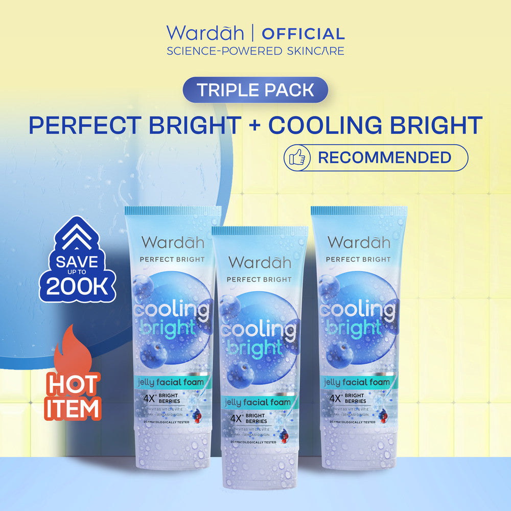 [TRIPLE PACK: LEBIH HEMAT] Wardah Face Wash All Series - Perfect Bright Oil Control, Perfect Bright Cooling Jelly, Perfect Bright Smooth Glow, Lightening Light+, Acnederm - Sabun Cuci Muka Face Wash Untuk Mencerahkan,Menghilangkan Minyak dan Bekas Jerawat