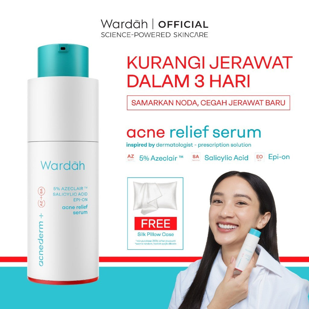 WARDAH Acne Serum Acnederm Relief Serum 20ml - melawan jerawat, cocok untuk Kulit Berjerawat, Komedo, menjaga skin barrier, sensitive - Skincare
