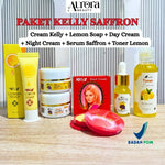 Paket Kelly 6in1 Cream 5gr Day & Night Cream Lemon Soap 15gr Serum Saffron Toner Mencerahkan Wajah