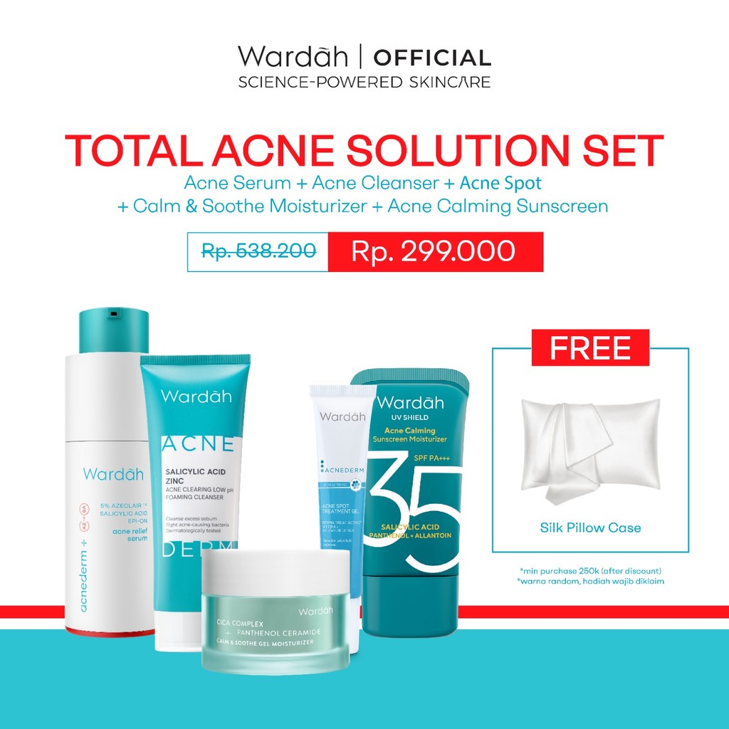 WARDAH Acne Serum Acnederm Relief Serum 20ml - melawan jerawat, cocok untuk Kulit Berjerawat, Komedo, menjaga skin barrier, sensitive - Skincare