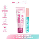 [BOMBPOSH x BRIGHT GLOW] Bynads Bombposh Lash and Brow Serum x Bright Glow Sleeping Mask with 4% Niacinamide 3in1 Eyelash Brow Serum Penumbuh Bulu Mata Masker Wajah Twin Pack by Bynads