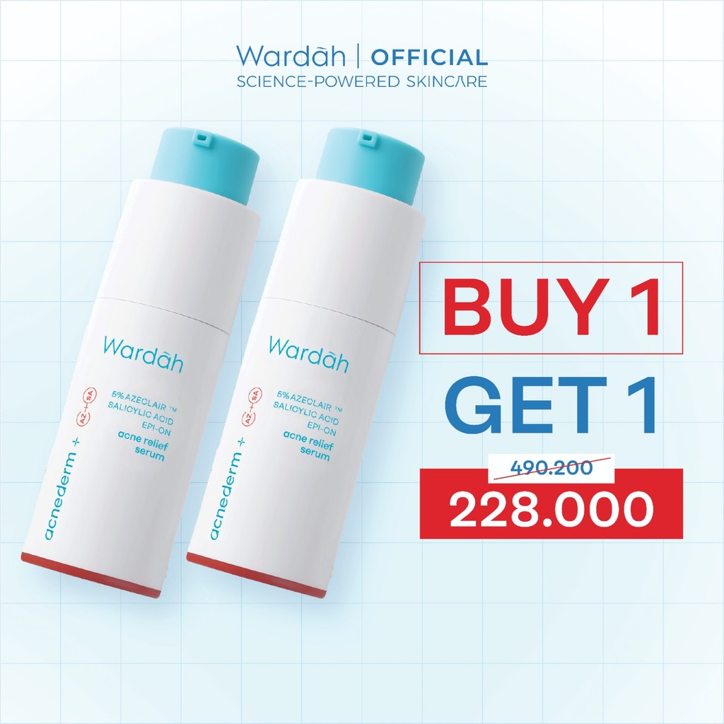 WARDAH Acne Serum Acnederm Relief Serum 20ml - melawan jerawat, cocok untuk Kulit Berjerawat, Komedo, menjaga skin barrier, sensitive - Skincare
