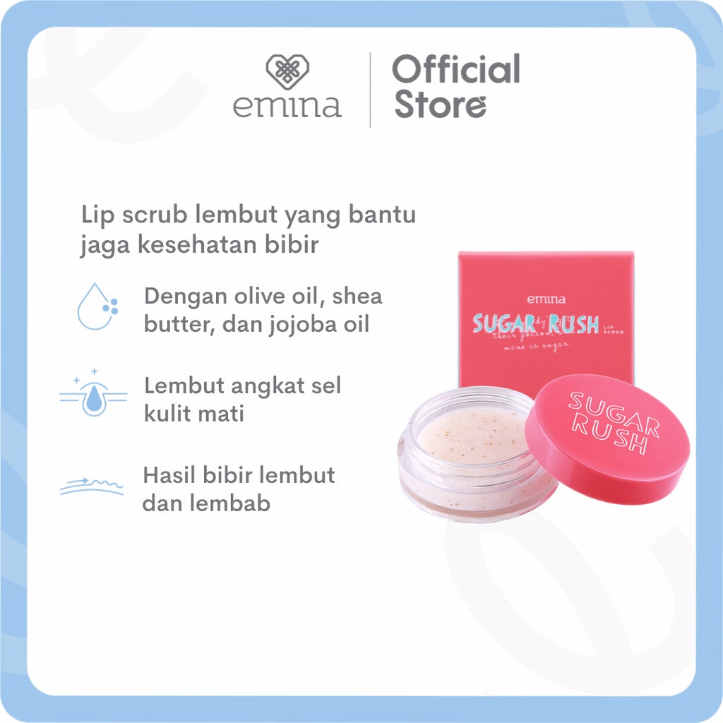 Emina Sugar Rush Lip Scrub 4.2 g - Scrub Eksfoliasi Bibir Melembabkan