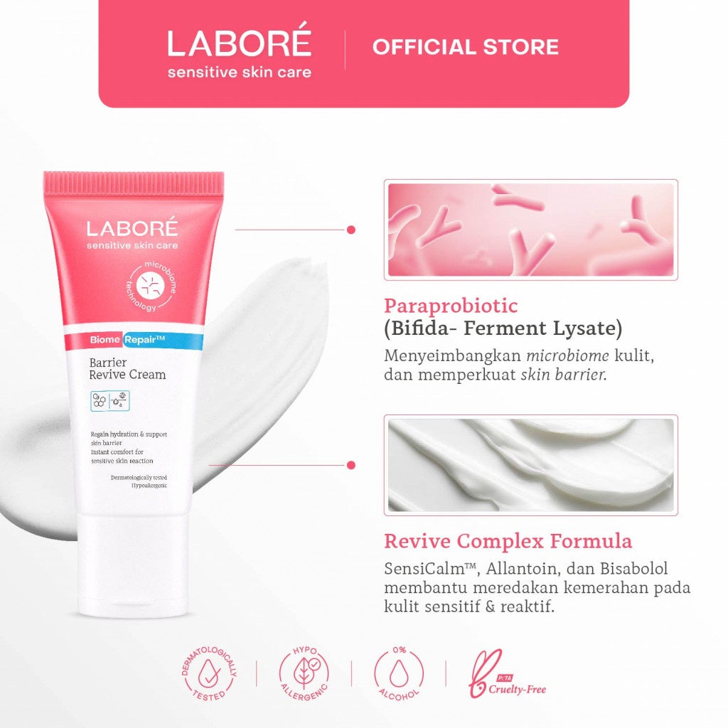 Labore BiomeRepair Barrier Revive Cream Travel Size 10ml - Moisturizer dan Pelembab Wajah Kulit Sensitif