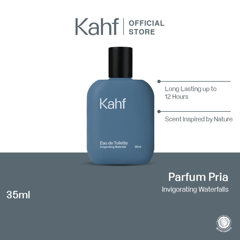 Kahf Invigorating Waterfall Eau De Toilette 35 ml Long-Lasting Fragrance (EDT) - Perfume Scent Inspired by Nature (Marine, Watery. Floral, Dry Amber)  - Wangi Tahan Lama - Masculine Scent 香水