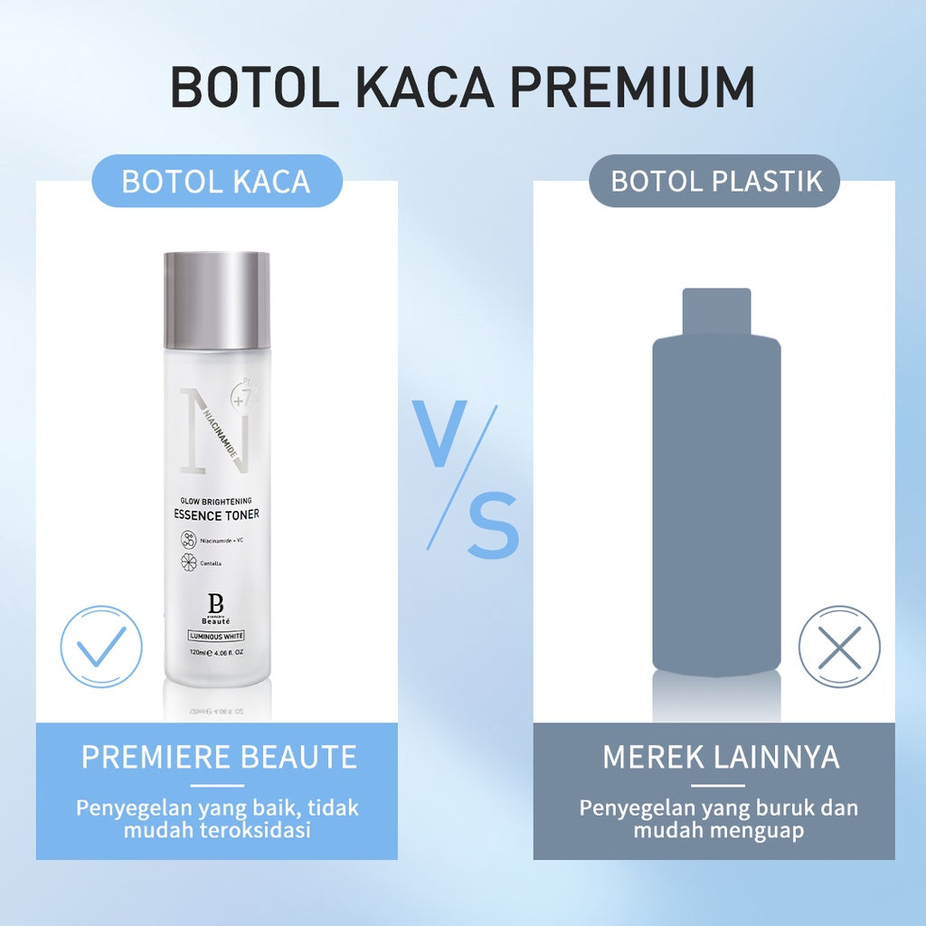 PREMIERE BEAUTE Essence Toner Niacinamide Centella White Glow Brightening 120ml glowing Hydrating Whitening Barrier Wajah Kulit Kusam, Noda Hitam, Bekas Jerawat, Eksfoliasi Brightening
